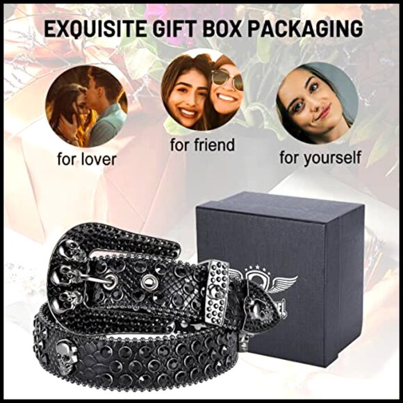 Rhinestone Studded Western Belt Faux Leather Bling Cowgirl Cowboy Accessory - Picture 6 of 6